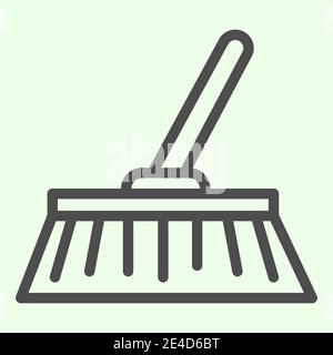 Broom line icon. House cleaning brush domestic equipment outline style pictogram on white background. Housework tools signs for mobile concept and web Stock Vector