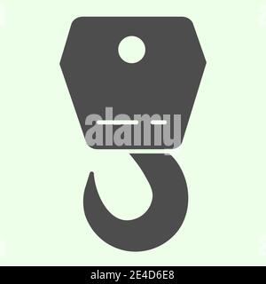 Crane hook solid icon. Part of lifting gear equipment industrial hoist glyph style pictogram on white background. Building signs for mobile concept Stock Vector