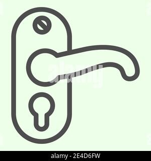 Door lock line icon. Door handle or knob symbol with keyhole outline style pictogram on white background. Real estate and apartment signs for mobile Stock Vector