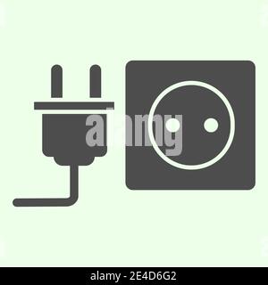 Socket with plug solid icon. Unplugged cable from Jack socket glyph style pictogram on white background. Real estate and apartment signs for mobile Stock Vector