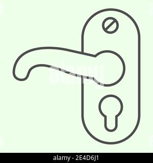 Door lock thin line icon. Door handle or knob symbol with keyhole outline style pictogram on white background. Real estate and apartment signs for Stock Vector