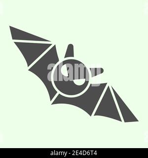 Bat solid icon. Flying Halloween scary night animal glyph style pictogram on white background. Halloween black bat monster silhouette for mobile Stock Vector