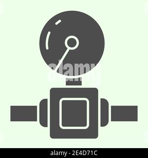 Water pipe counter solid icon. Home supply meter or gauge, industrial valve glyph style pictogram on white background. Construction signs for mobile Stock Vector