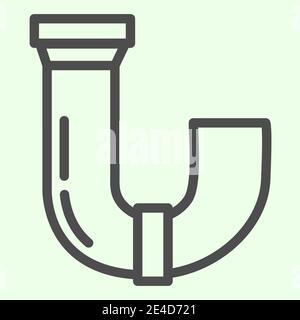 Sewage pipe line icon. Drain plumbing water pipes outline style pictogram on white background. House repair and construction signs for mobile concept Stock Vector