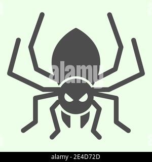 Halloween spider solid icon. Scary spider silhouette glyph style pictogram on white background. Halloween and mystery sign for mobile concept and web Stock Vector
