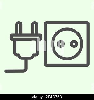 Socket with plug line icon. Unplugged cable from Jack socket outline style pictogram on white background. Real estate and apartment signs for mobile Stock Vector