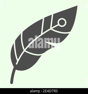 Feather solid icon. Decorative witchcraft plume glyph style pictogram on white background. Witchcraft or magic feather sign for mobile concept and web Stock Vector