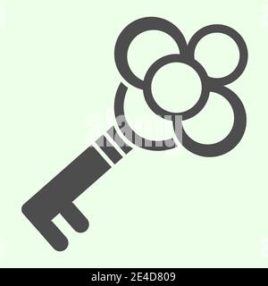 Magic key solid icon. Antique vintage keys silhouette glyph style pictogram on white background. Witchcraft and magic signs for mobile concept and web Stock Vector