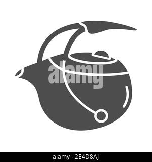 Japanese infuser teapot solid icon, Chinese tea ceremony concept, Oval tea pot sign on white background, kettle icon in glyph style for mobile concept Stock Vector