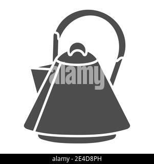 Modern teapot solid icon, kitchenware concept, kettle sign on white background, Teapot for boiling water and cooking tea icon in glyph style for Stock Vector
