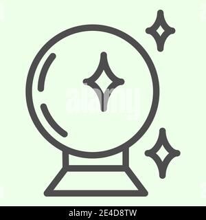 Magic ball line icon. Witch crystal fortune glass sphere outline style pictogram on white background. Halloween or Witchcraft and magic signs for Stock Vector