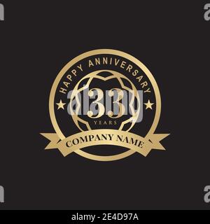 33th year anniversary logo design vector template Stock Vector