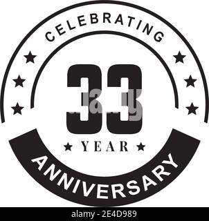 33th year anniversary logo design vector template Stock Vector