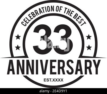 33th year anniversary logo design vector template Stock Vector