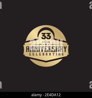 33th year anniversary logo design vector template Stock Vector