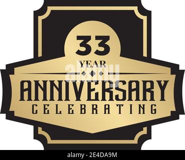 33th year anniversary logo design vector template Stock Vector