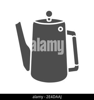 Kitchen tea or coffee pot solid icon, Kitchenware concept, water kettle sign on white background, tea or coffee vintage pot icon in glyph style for Stock Vector