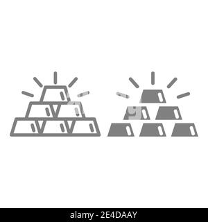 Bars of gold line and glyph icon. Gold ingots vector illustration isolated on white. Gold bullion outline style design, designed for web and app. Eps Stock Vector