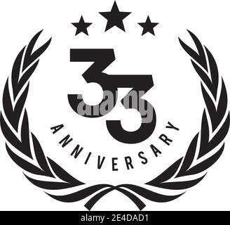 33th year anniversary logo design vector template Stock Vector