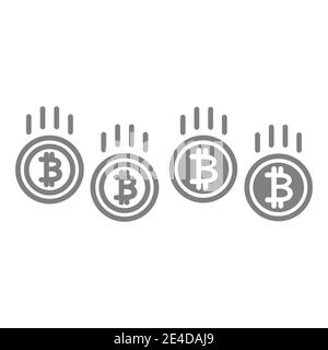 Bitcoin price reduction line and glyph icon. Cryptocurrency crash vector illustration isolated on white. Bitcoin price loss outline style design Stock Vector