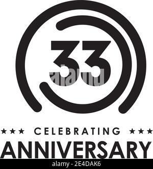 33th year anniversary logo design vector template Stock Vector