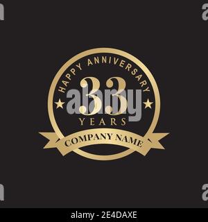 33th year anniversary logo design vector template Stock Vector