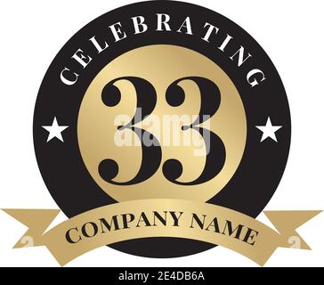 33th year anniversary logo design vector template Stock Vector