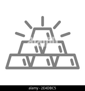 Bars of gold line icon. Gold ingots vector illustration isolated on white. Gold bullion outline style design, designed for web and app. Eps 10. Stock Vector