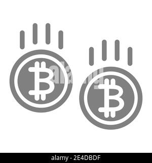Bitcoin price reduction solid icon. Cryptocurrency crash vector illustration isolated on white. Bitcoin price loss glyph style design, designed for Stock Vector