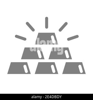 Bars of gold solid icon. Gold ingots vector illustration isolated on white. Gold bullion glyph style design, designed for web and app. Eps 10. Stock Vector