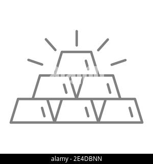Bars of gold thin line icon. Gold ingots vector illustration isolated on white. Gold bullion outline style design, designed for web and app. Eps 10. Stock Vector