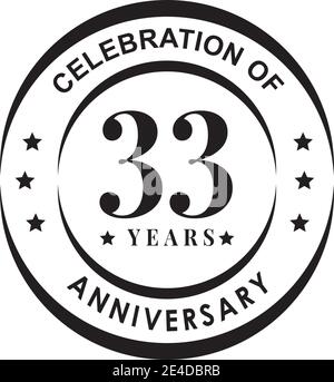 33th year anniversary logo design vector template Stock Vector
