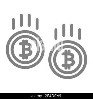 Bitcoin price reduction line icon. Cryptocurrency crash vector illustration isolated on white. Bitcoin price loss outline style design, designed for Stock Vector