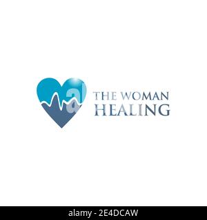 Woman healing logo design with love icon template Stock Vector