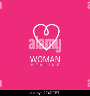 Woman healing logo design with love icon template Stock Vector