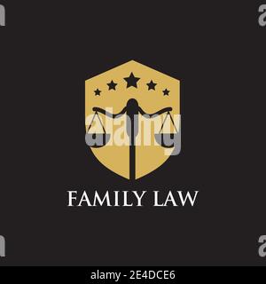 Family law logo design with emblem design template Stock Vector