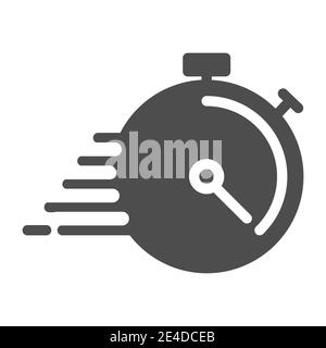 Deadline solid icon. Timer with lines vector illustration isolated on white. Stopwatch glyph style design, designed for web and app. Eps 10. Stock Vector
