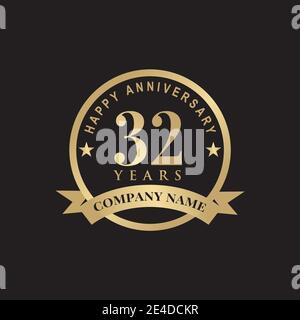 32nd year celebrating anniversary logo design template Stock Vector