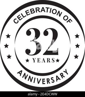 32nd year celebrating anniversary logo design template Stock Vector
