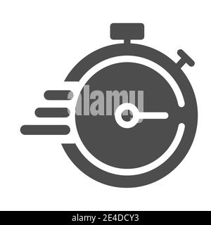 Deadline solid icon. Timer with lines vector illustration isolated on white. Stopwatch glyph style design, designed for web and app. Eps 10. Stock Vector