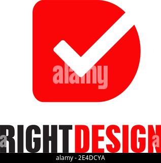 D letter logo incorporated with cross check icon design vector template Stock Vector