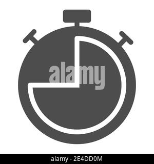 Stopwatch solid icon. Timer time vector illustration isolated on white. Chronometer glyph style design, designed for web and app. Eps 10. Stock Vector