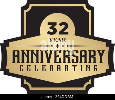 32nd year celebrating anniversary logo design template Stock Vector