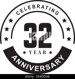 32nd year celebrating anniversary logo design template Stock Vector