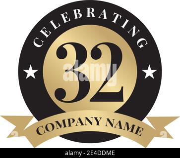 32nd year celebrating anniversary logo design template Stock Vector