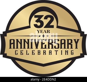 32nd year celebrating anniversary logo design template Stock Vector