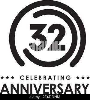 32nd year celebrating anniversary logo design template Stock Vector