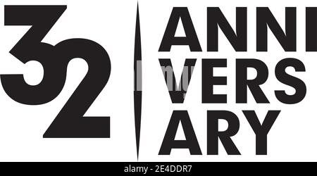 32nd year celebrating anniversary logo design template Stock Vector