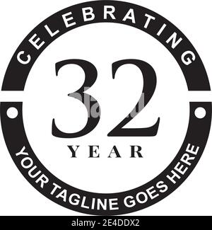 32nd year celebrating anniversary logo design template Stock Vector