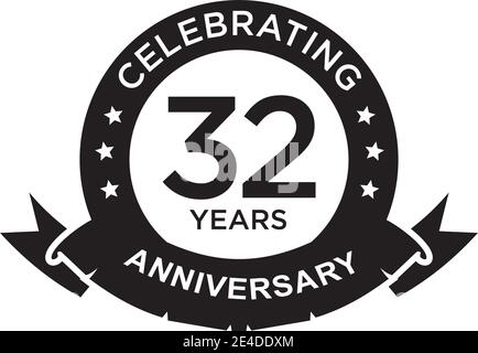 32nd year celebrating anniversary logo design template Stock Vector